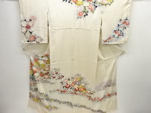 アンティーク　錦紗菊草花模様着物